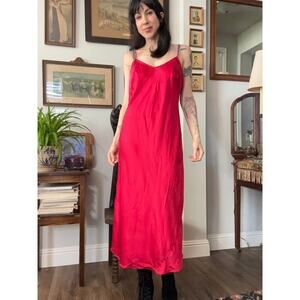 All Silk August Silk Intimates red long slip dress nightgown cherry red